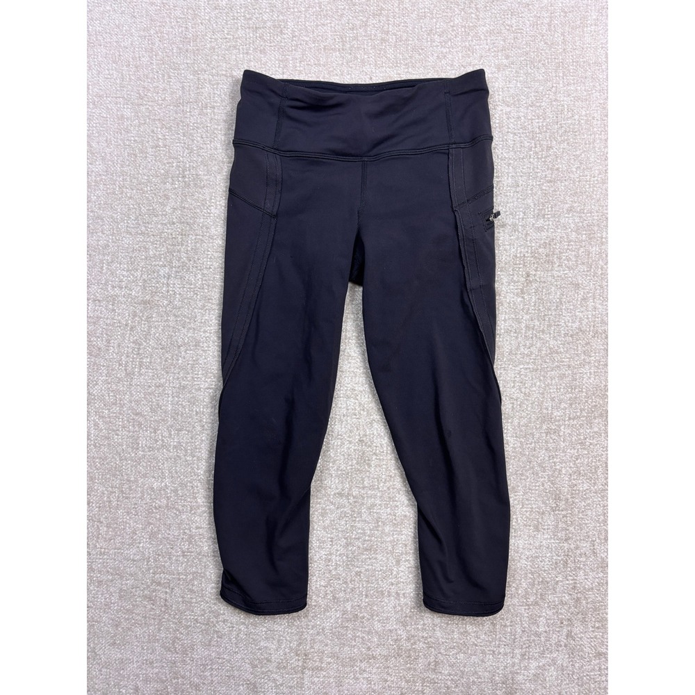 Lululemon Black Cropped Leggings Size 2 High Rise Athletic Yoga Pants Pockets
